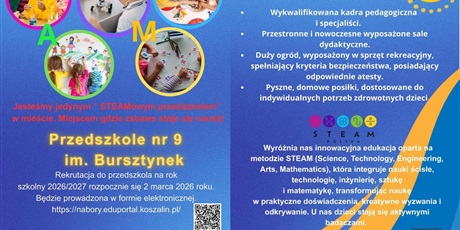 ZAPRASZAMY DO PRZEDSZKOLA NR 9 IM. BURSZTYNEK